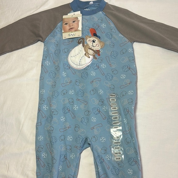 Pekkle - NWT - Blue and Gray Baby Sweatshirt with Monkey Design - Picture 2 of 5